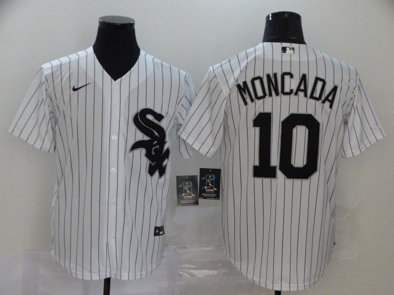 Men Chicago White Sox 10 Moncada White Game Nike MLB Jerseys